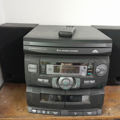 Sharp Stereo system 3 CD changer am/fm dual cassette w/ remote.