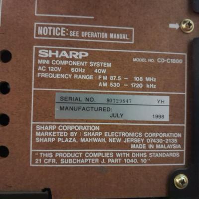 Sharp Stereo system 3 CD changer am/fm dual cassette w/ remote.