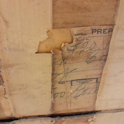 Antique Storage Accessory Cabinet Fixed Shelves with white wooden chair