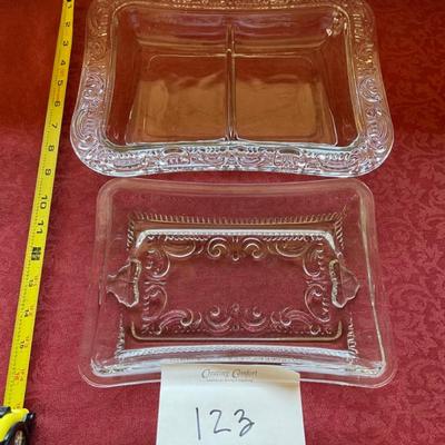 Decorative glass serving dishes