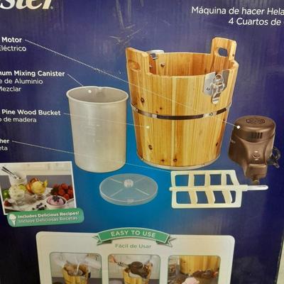 Oster Ice Cream shop 4-quart wooden bucket ice cream maker