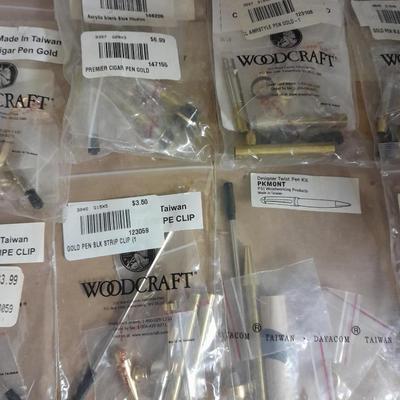 Cigar pen making supplies, Hardwoods, and woodcraft Pen clips, tips, Pen Gold & Chrome insides.