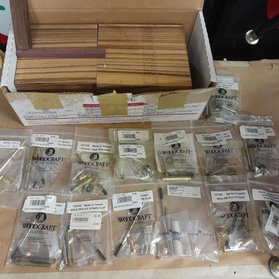 Cigar pen making supplies, Hardwoods, and woodcraft Pen clips, tips, Pen Gold & Chrome insides.