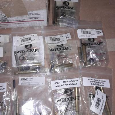 Cigar pen making supplies, Hardwoods, and woodcraft Pen clips, tips, Pen Gold & Chrome insides.