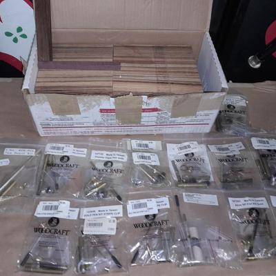 Cigar pen making supplies, Hardwoods, and woodcraft Pen clips, tips, Pen Gold & Chrome insides.