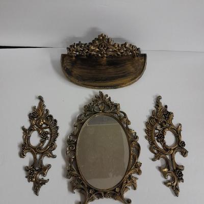 MCM Mirror with stand and matching shelf