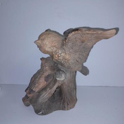 Vintage white Alabaster owl pair and Porcelain owl figure