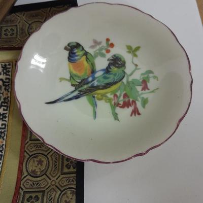 Two Vintage Chinese Silk Hand Embroidered bird and Flower textile Panels- Bird pictures and plates