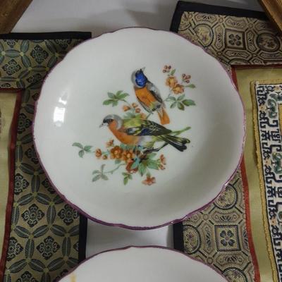 Two Vintage Chinese Silk Hand Embroidered bird and Flower textile Panels- Bird pictures and plates