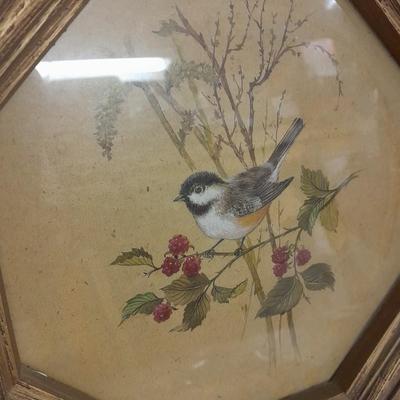 Two Vintage Chinese Silk Hand Embroidered bird and Flower textile Panels- Bird pictures and plates