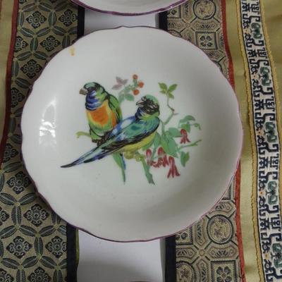 Two Vintage Chinese Silk Hand Embroidered bird and Flower textile Panels- Bird pictures and plates