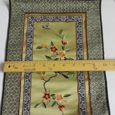 Two Vintage Chinese Silk Hand Embroidered bird and Flower textile Panels- Bird pictures and plates
