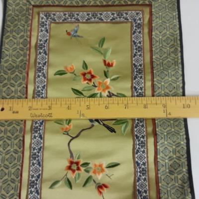 Two Vintage Chinese Silk Hand Embroidered bird and Flower textile Panels- Bird pictures and plates