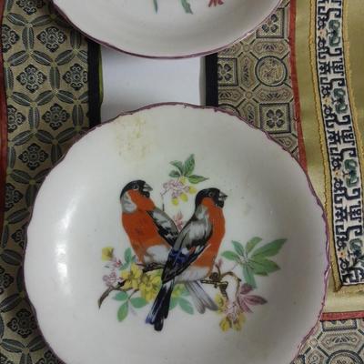 Two Vintage Chinese Silk Hand Embroidered bird and Flower textile Panels- Bird pictures and plates