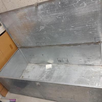 HUGE welded Galvanized metal Trunk with lock hasp Perfect storage for your treasures!