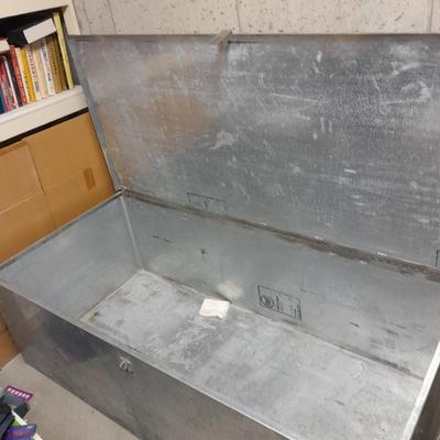 HUGE welded Galvanized metal Trunk with lock hasp Perfect storage for your treasures!