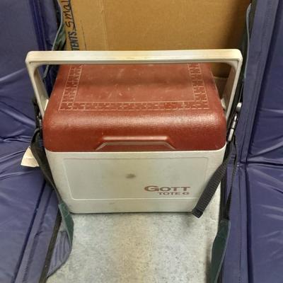 Two Wenzel-fold up stadium seating with small Gott tote cooler
