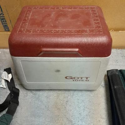 Two Wenzel-fold up stadium seating with small Gott tote cooler