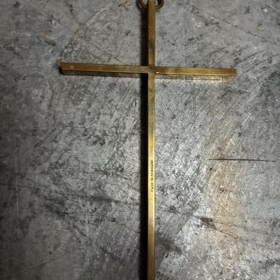 Vintage religious wall hanging Bubble art, framed Jesus, and two wall crosses.