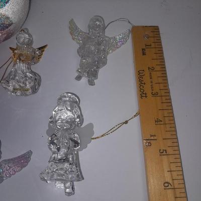 Angel ornaments clear with gold wings and beautiful rose ornament