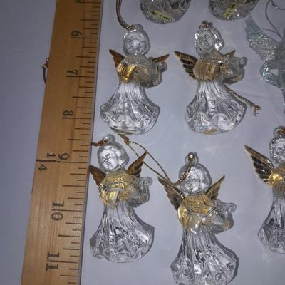 Angel ornaments clear with gold wings and beautiful rose ornament
