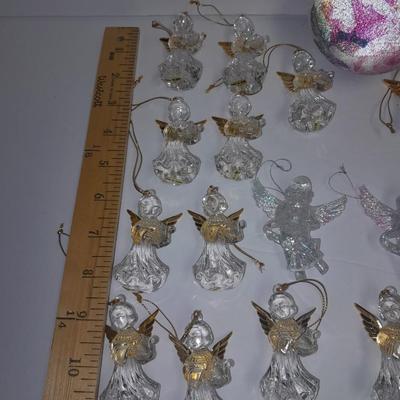 Angel ornaments clear with gold wings and beautiful rose ornament