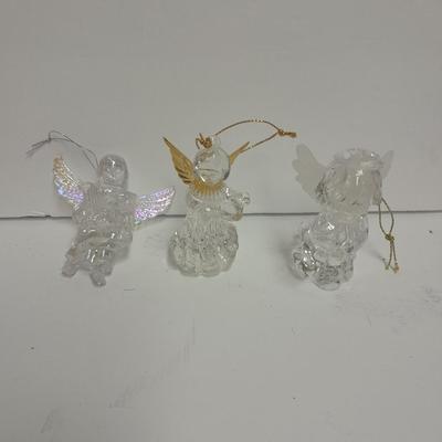 Angel ornaments clear with gold wings and beautiful rose ornament
