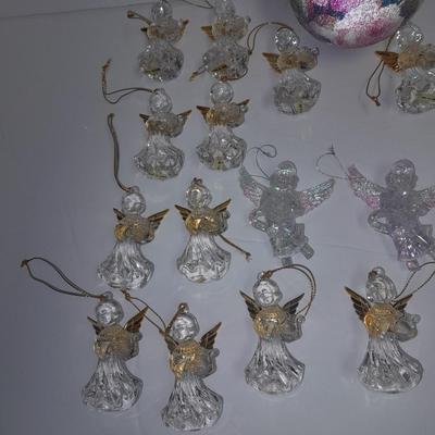 Angel ornaments clear with gold wings and beautiful rose ornament