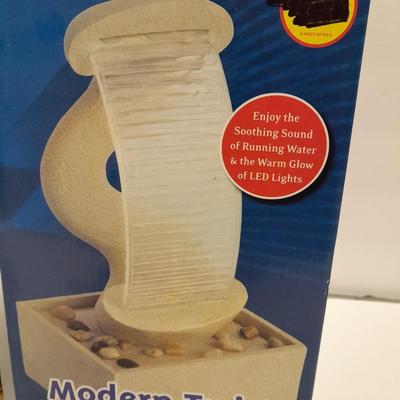 Modern Twist Desktop waterfall fountain and Vintage Carved Cork Art Diorama Tri Fold Table Decor Black Frame Asian SanYou