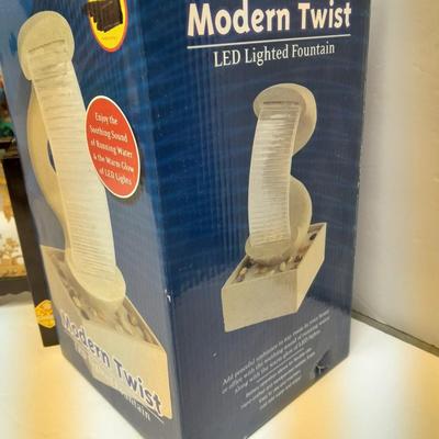 Modern Twist Desktop waterfall fountain and Vintage Carved Cork Art Diorama Tri Fold Table Decor Black Frame Asian SanYou