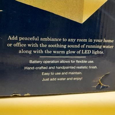 Modern Twist Desktop waterfall fountain and Vintage Carved Cork Art Diorama Tri Fold Table Decor Black Frame Asian SanYou