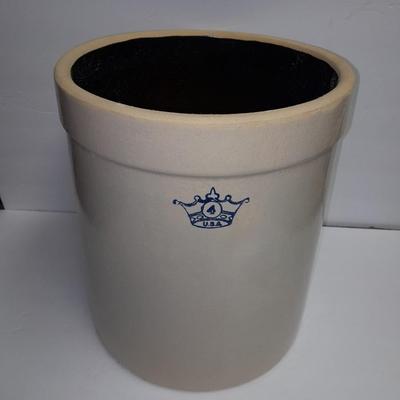 Rare 4 Gallon Ransbottom Crown Stoneware Crock Pickling / Sauer Kraut Decorative Excellent Condition