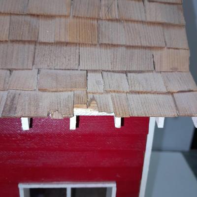 Beautiful Farm Red Barn Wall clock with West Germany clock with weights (no pendulum)