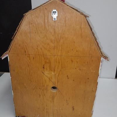 Beautiful Farm Red Barn Wall clock with West Germany clock with weights (no pendulum)