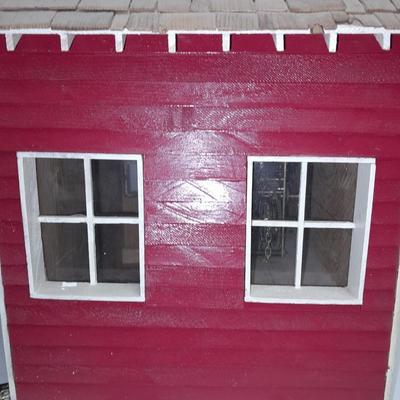 Beautiful Farm Red Barn Wall clock with West Germany clock with weights (no pendulum)