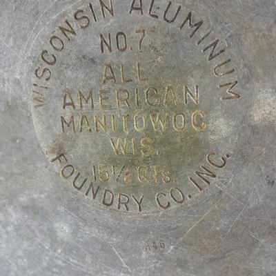 Antique All American Cast Aluminum Pressure Cooker Canner no. 7 Wisconsin Foundry Co, 15 1/2 QT,