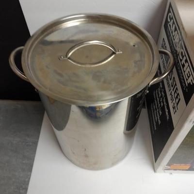 Camp Chef stainless-steel deep-fried turkey pot set with cooking oil filter pump