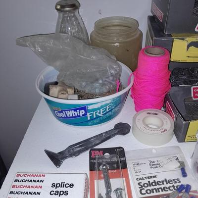 Variety of home hardware with drawered organizer box