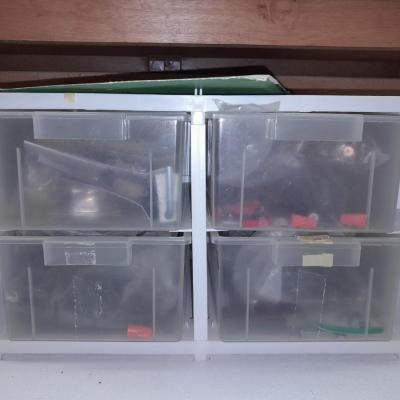 Variety of home hardware with drawered organizer box
