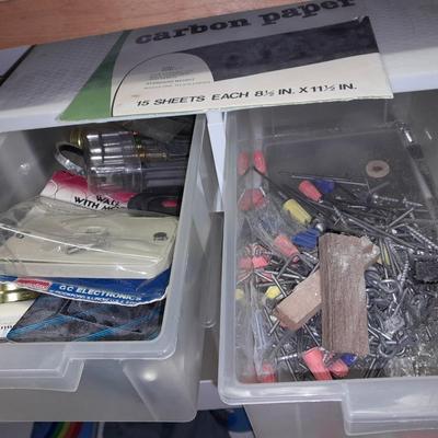 Variety of home hardware with drawered organizer box