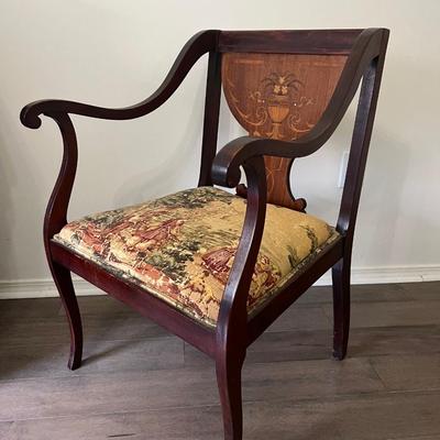 Vintage Arm Chair Mahogany? Extra Fabric