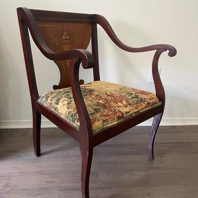 Vintage Arm Chair Mahogany? Extra Fabric