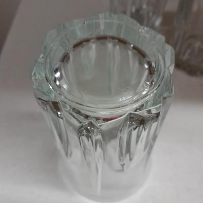 Eight Gibson Clique Tall Tumbler Drinking Glasses Clear Vertical Cuts