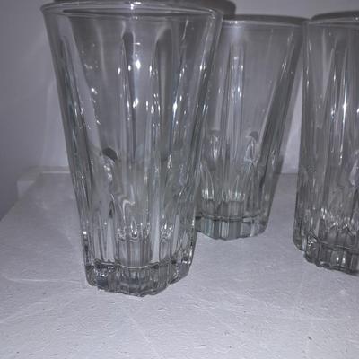 Eight Gibson Clique Tall Tumbler Drinking Glasses Clear Vertical Cuts