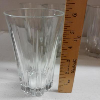 Eight Gibson Clique Tall Tumbler Drinking Glasses Clear Vertical Cuts