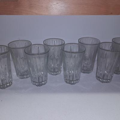 Eight Gibson Clique Tall Tumbler Drinking Glasses Clear Vertical Cuts