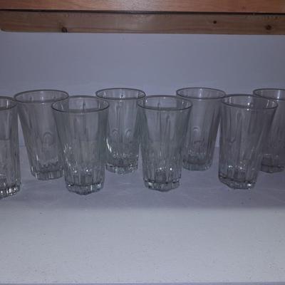 Eight Gibson Clique Tall Tumbler Drinking Glasses Clear Vertical Cuts