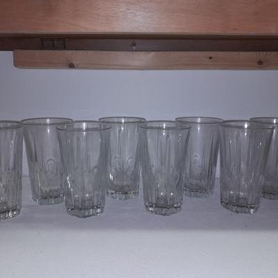 Eight Gibson Clique Tall Tumbler Drinking Glasses Clear Vertical Cuts