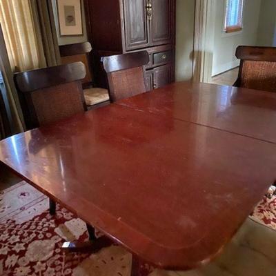 Baker Dining Room table (SIGNIFICANT DAMAGE. NEEDS REFINISHING.)