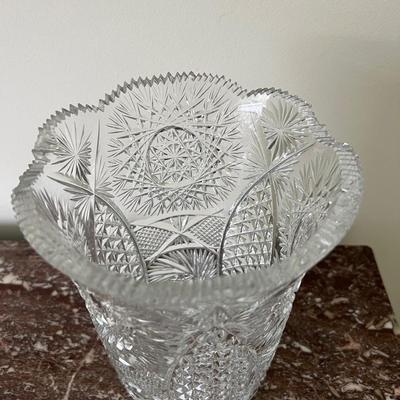 Vintage Cut Crystal  Large Glass Vase